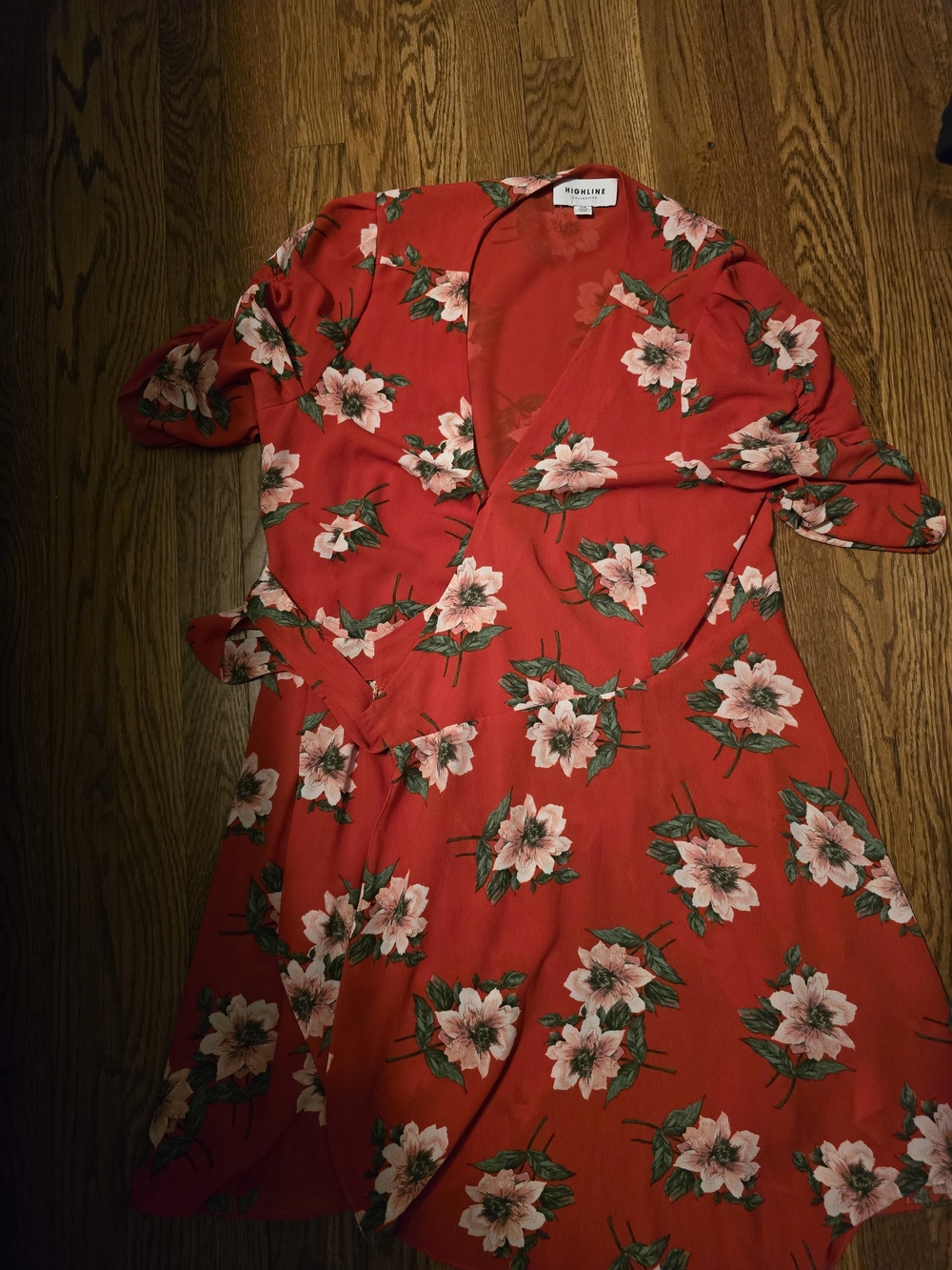 Red Floral Wrap Mini Dress by Highline